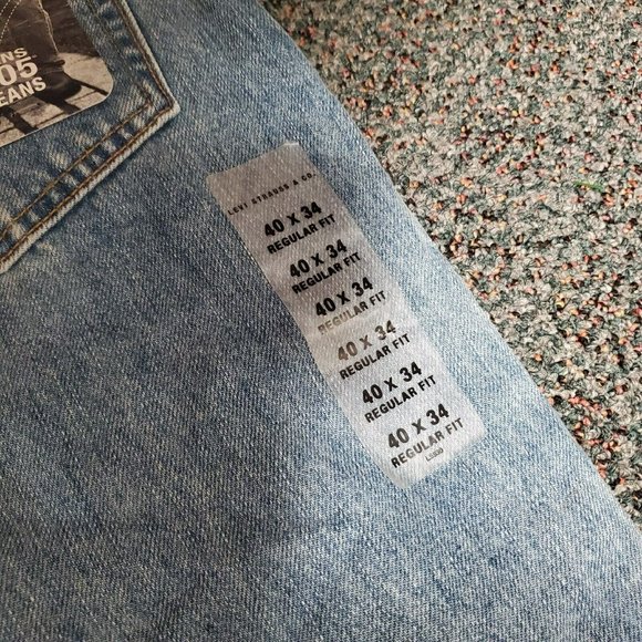 Levis 505  Mens Jeans Regular Fit Straight Leg 40x34 New with Tags‎ Light Wash - Picture 8 of 10